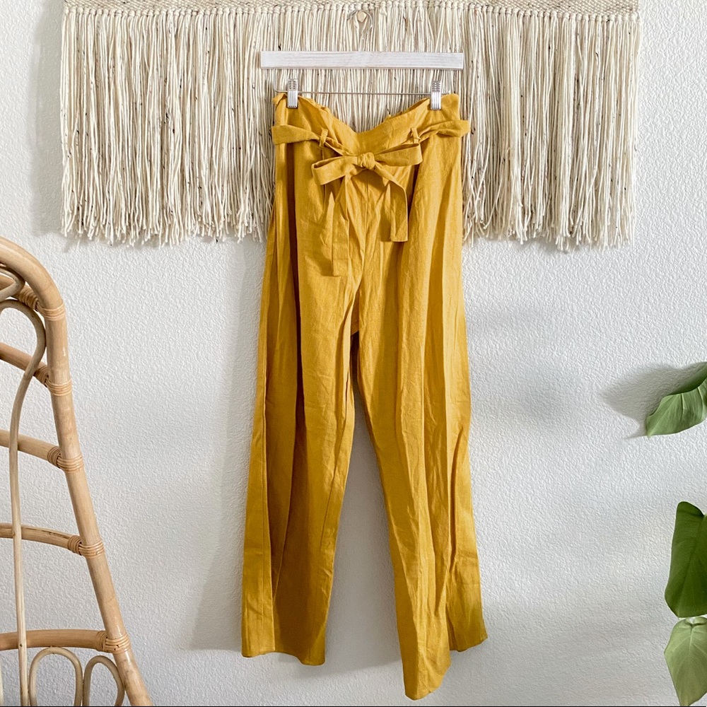 NWT Monteau Wide Leg Mustard Tie Waist Trousers